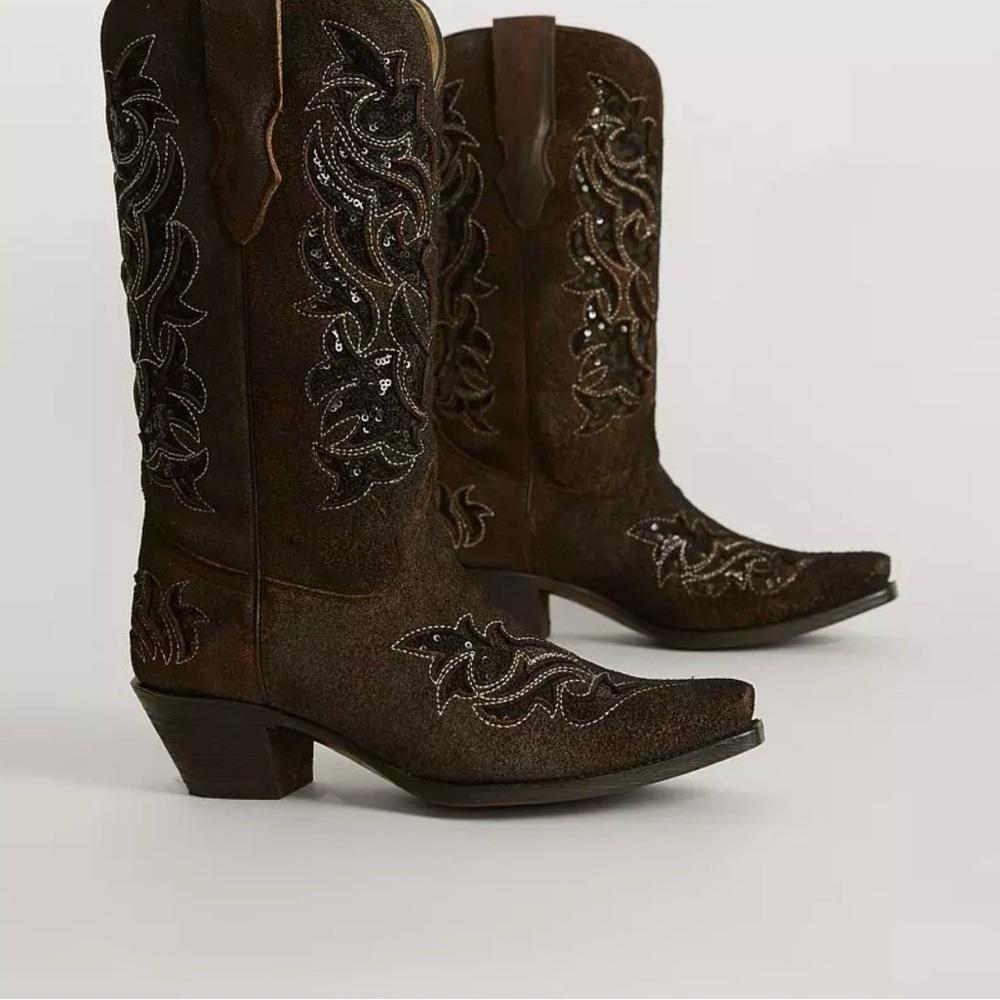 Corral Western Boots Distressed Side Leather And … - image 1